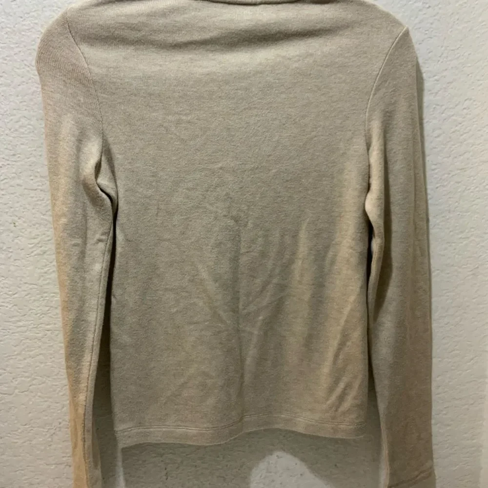 Vince Womens Sweater S Beige Stretch Mock Neck 1/4 Zip Neutral - Picture 4 of 7